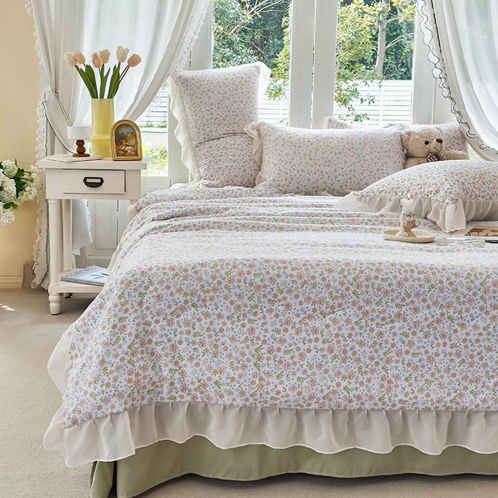 91家纺网 家纺一手货源 找家纺 梦莱斯 2025新款夏被四件套 星蔓-桔