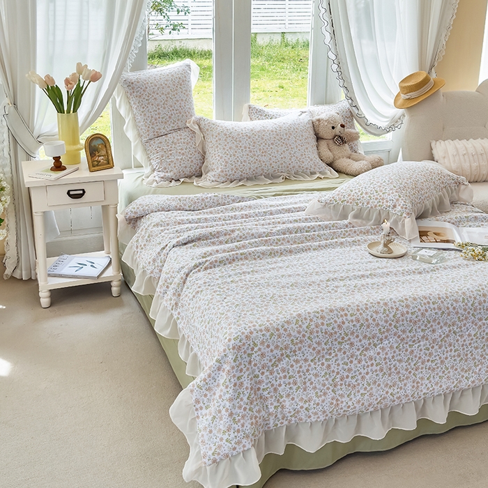 91家纺网 家纺一手货源 找家纺 梦莱斯 2025新款夏被四件套 星蔓-桔