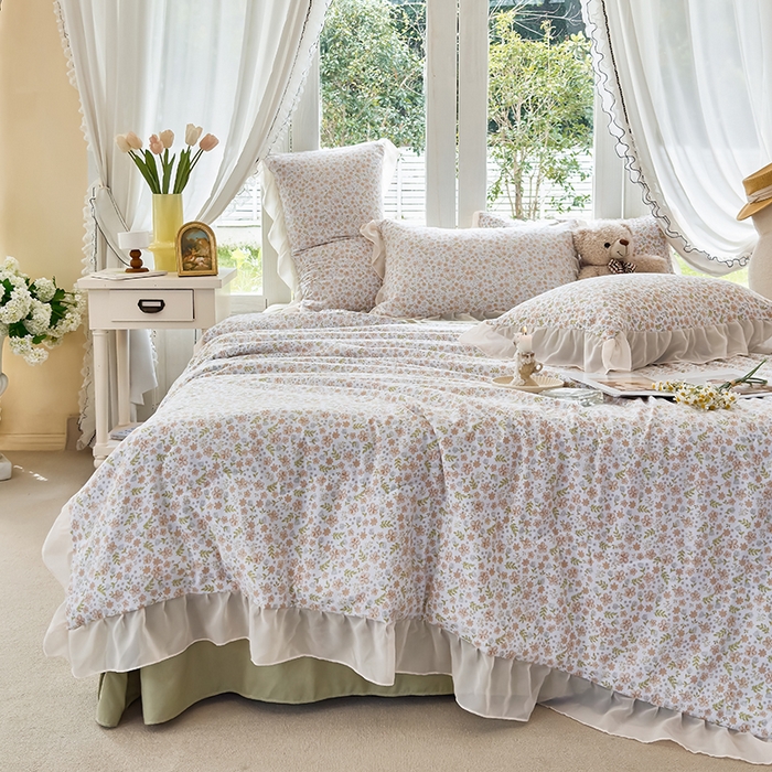 91家纺网 家纺一手货源 找家纺 梦莱斯 2025新款夏被四件套 星蔓-桔