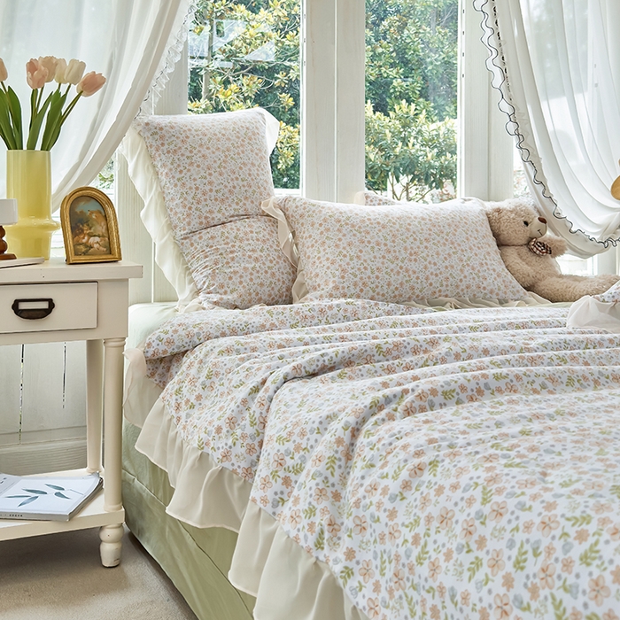 91家纺网 家纺一手货源 找家纺 梦莱斯 2025新款夏被四件套 星蔓-桔