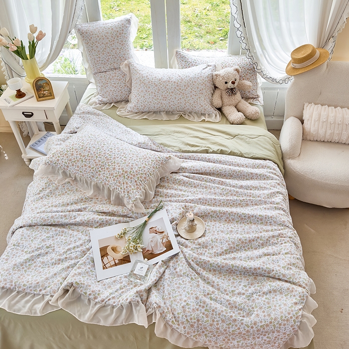 91家纺网 家纺一手货源 找家纺 梦莱斯 2025新款夏被四件套 星蔓-桔