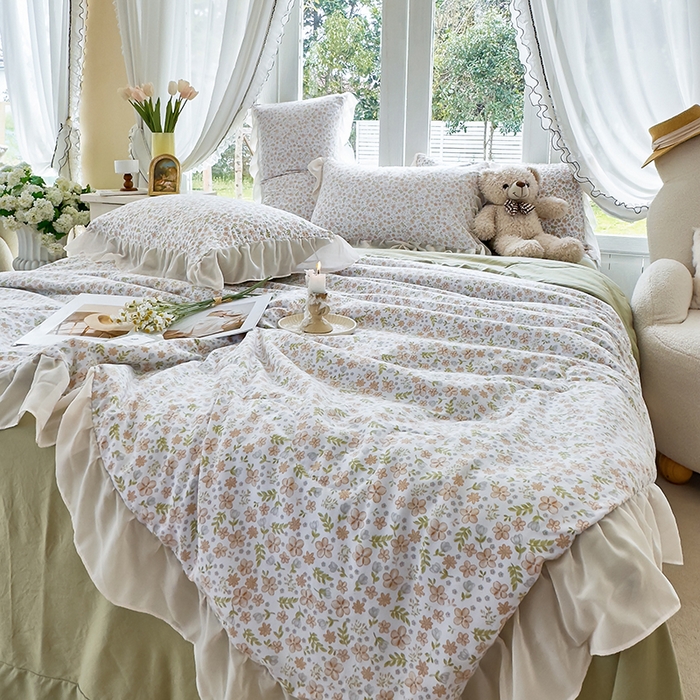 91家纺网 家纺一手货源 找家纺 梦莱斯 2025新款夏被四件套 星蔓-桔