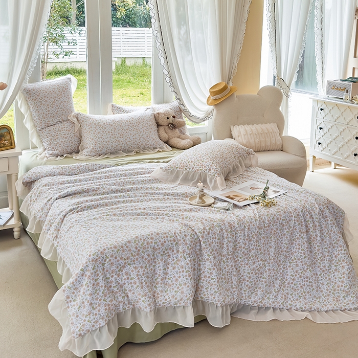 91家纺网 家纺一手货源 找家纺 梦莱斯 2025新款夏被四件套 星蔓-桔