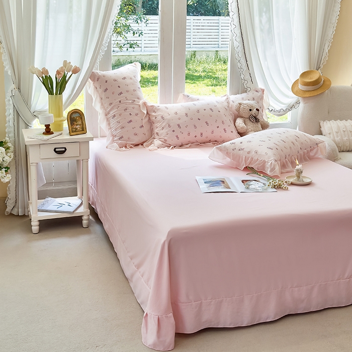 91家纺网 家纺一手货源 找家纺 梦莱斯 2025新款夏被四件套 熊宝宝-粉