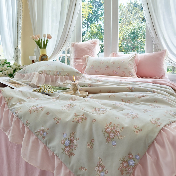 91家纺网 家纺一手货源 找家纺 梦莱斯 2025新款夏被四件套 雪松-绿