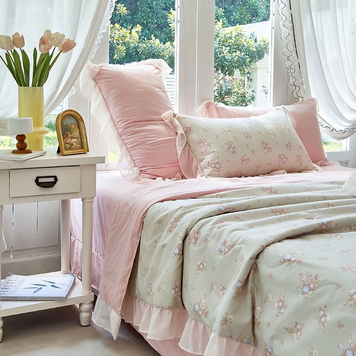 91家纺网 家纺一手货源 找家纺 梦莱斯 2025新款夏被四件套 雪松-绿