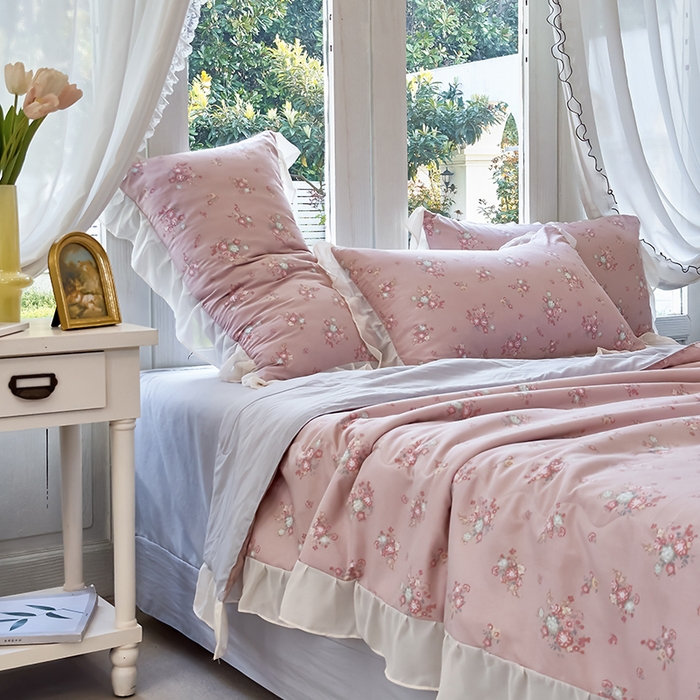 91家纺网 家纺一手货源 找家纺 梦莱斯 2025新款夏被四件套 雪松豆沙