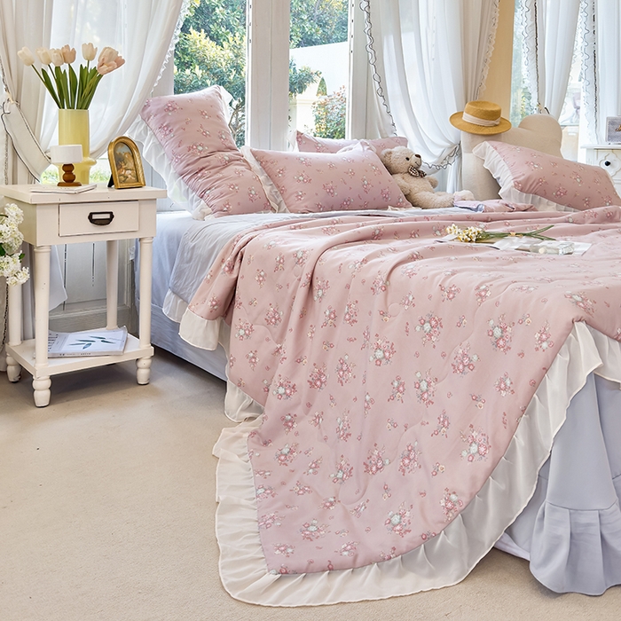 91家纺网 家纺一手货源 找家纺 梦莱斯 2025新款夏被四件套 雪松豆沙