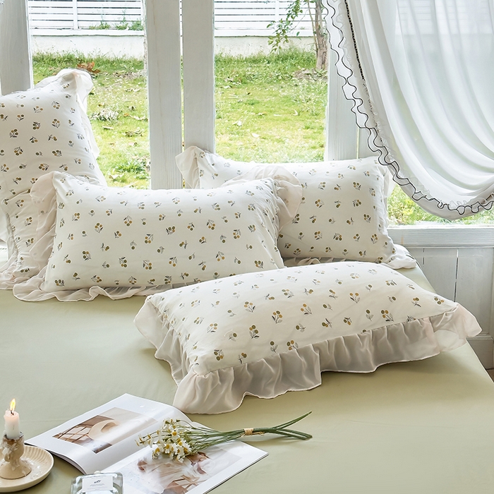 91家纺网 家纺一手货源 找家纺 梦莱斯 2025新款夏被四件套 樱草-绿