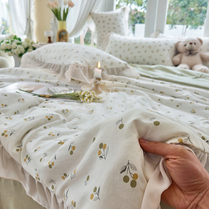 91家纺网 家纺一手货源 找家纺 梦莱斯 2025新款夏被四件套 樱草-绿