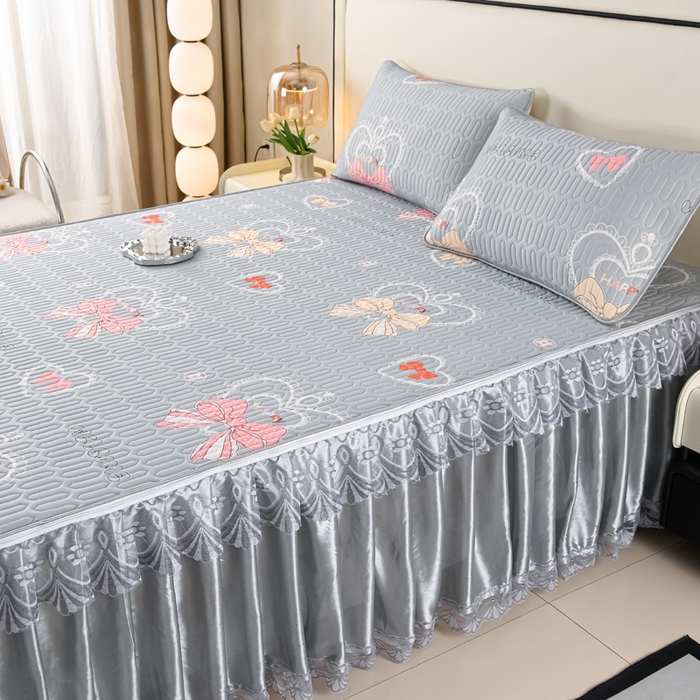 91家纺网 家纺一手货源 找家纺 （总）牵依 2025新款胶质可拆卸床裙凉席席子