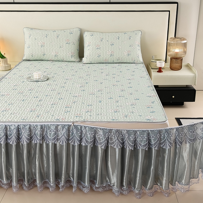 91家纺网 家纺一手货源 找家纺 （总）牵依 2025新款胶质可拆卸床裙凉席席子