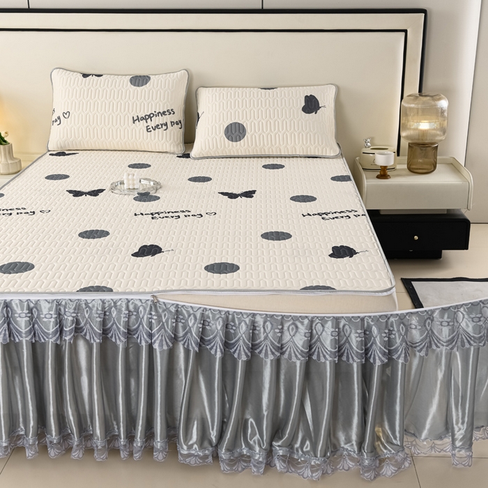 牵依 2025新款胶质可拆卸床裙凉席席子 蝴蝶飞舞