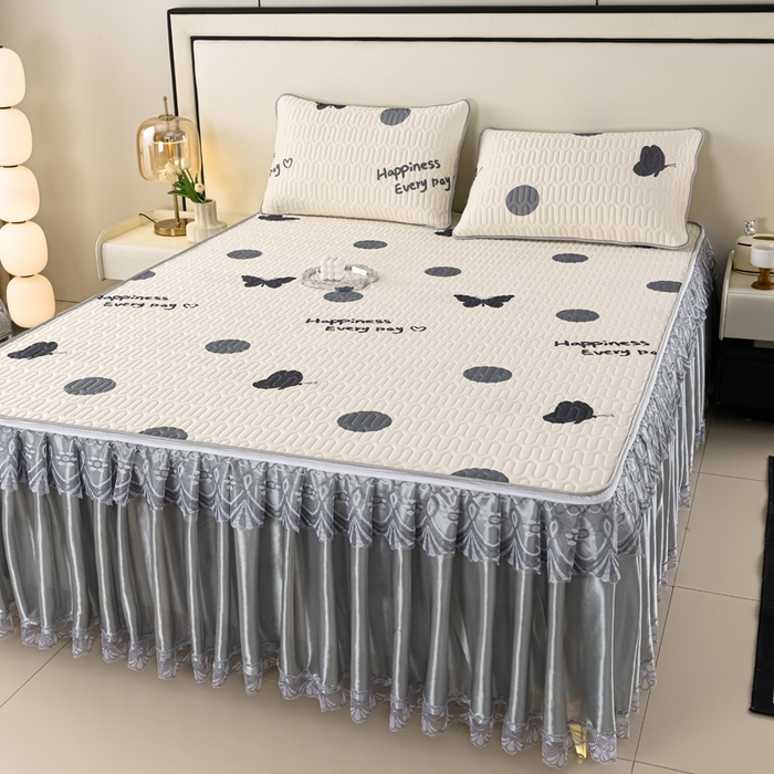 91家纺网 家纺一手货源 找家纺 牵依 2025新款胶质可拆卸床裙凉席席子 蝴蝶飞舞