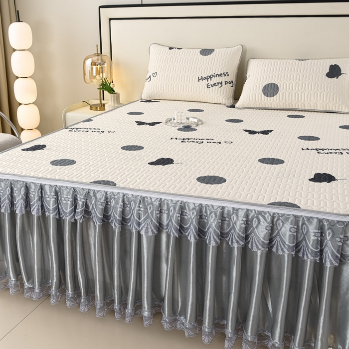 91家纺网 家纺一手货源 找家纺 牵依 2025新款胶质可拆卸床裙凉席席子 蝴蝶飞舞