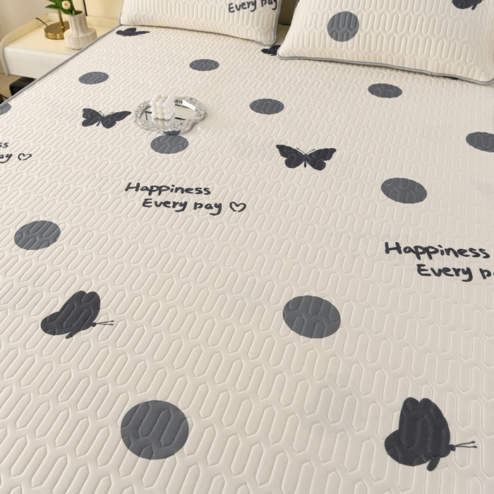 91家纺网 家纺一手货源 找家纺 牵依 2025新款胶质可拆卸床裙凉席席子 蝴蝶飞舞