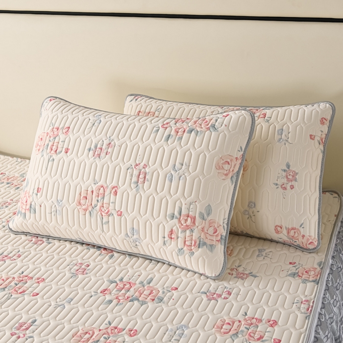 91家纺网 家纺一手货源 找家纺 牵依 2025新款胶质可拆卸床裙凉席席子 花季