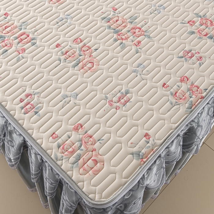 91家纺网 家纺一手货源 找家纺 牵依 2025新款胶质可拆卸床裙凉席席子 花季