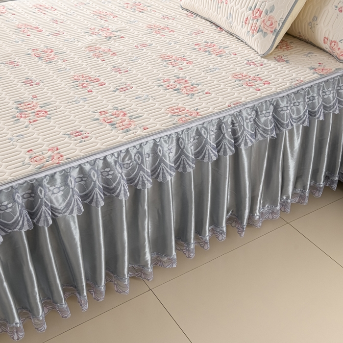 91家纺网 家纺一手货源 找家纺 牵依 2025新款胶质可拆卸床裙凉席席子 花季