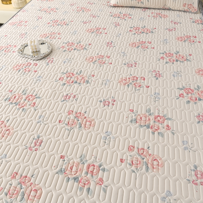 91家纺网 家纺一手货源 找家纺 牵依 2025新款胶质可拆卸床裙凉席席子 花季