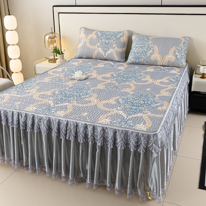 91家纺网 家纺一手货源 找家纺 牵依 2025新款胶质可拆卸床裙凉席席子 克拉恋人