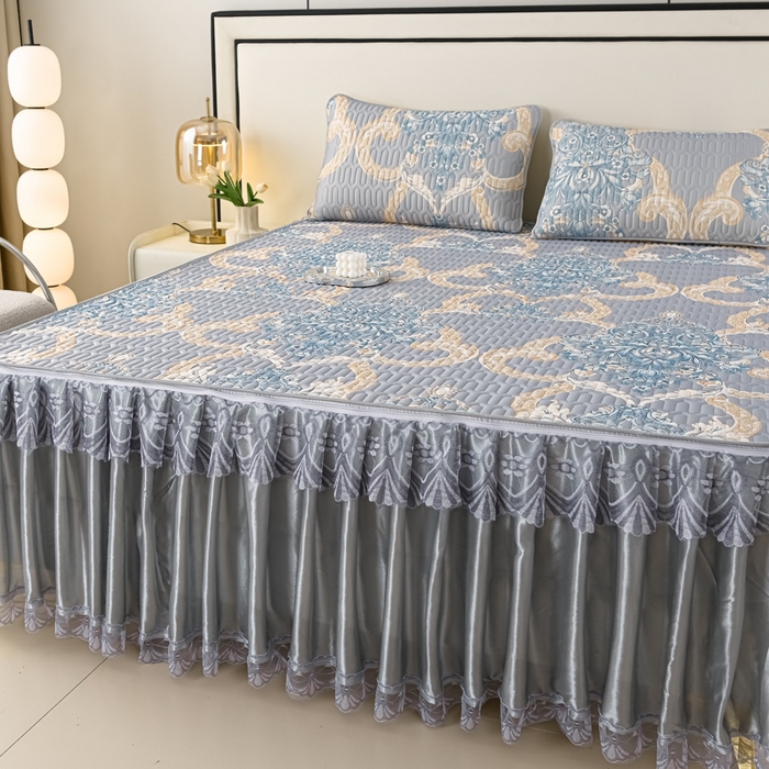 91家纺网 家纺一手货源 找家纺 牵依 2025新款胶质可拆卸床裙凉席席子 克拉恋人