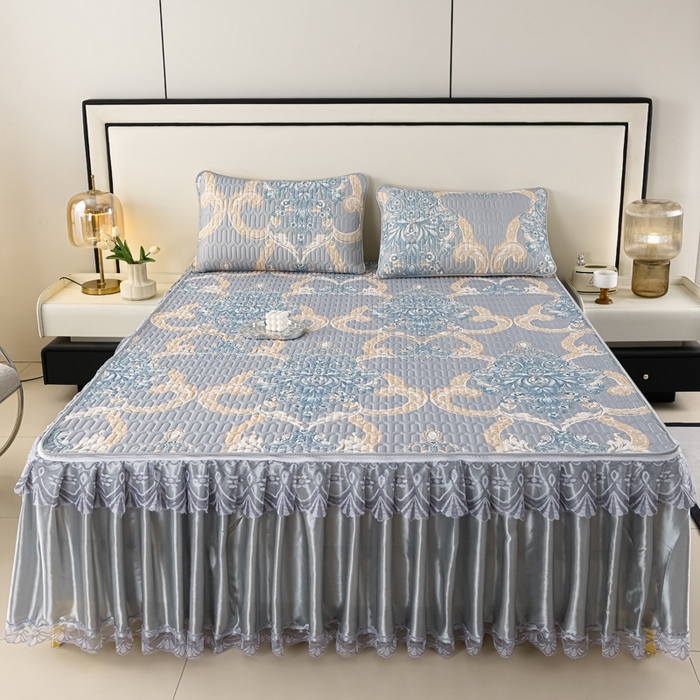 91家纺网 家纺一手货源 找家纺 牵依 2025新款胶质可拆卸床裙凉席席子 克拉恋人