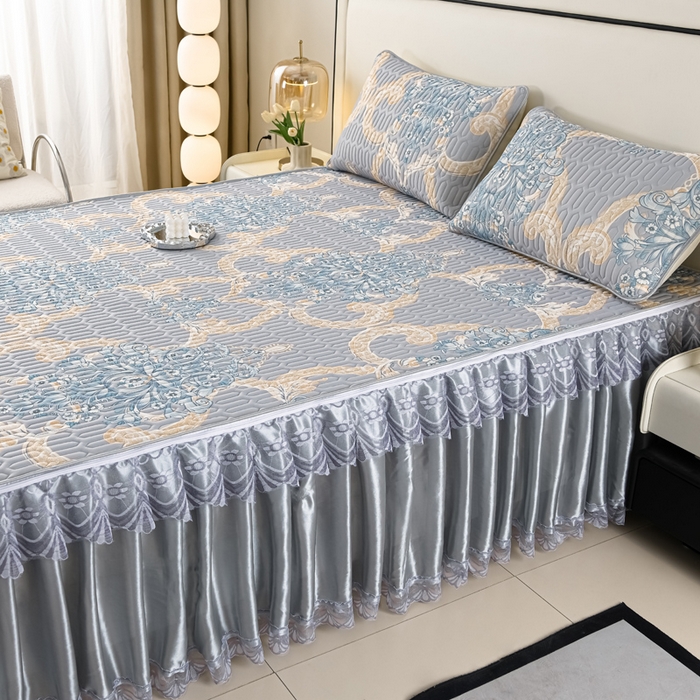 91家纺网 家纺一手货源 找家纺 牵依 2025新款胶质可拆卸床裙凉席席子 克拉恋人