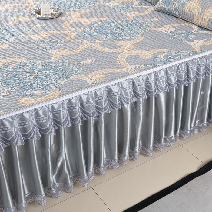 91家纺网 家纺一手货源 找家纺 牵依 2025新款胶质可拆卸床裙凉席席子 克拉恋人