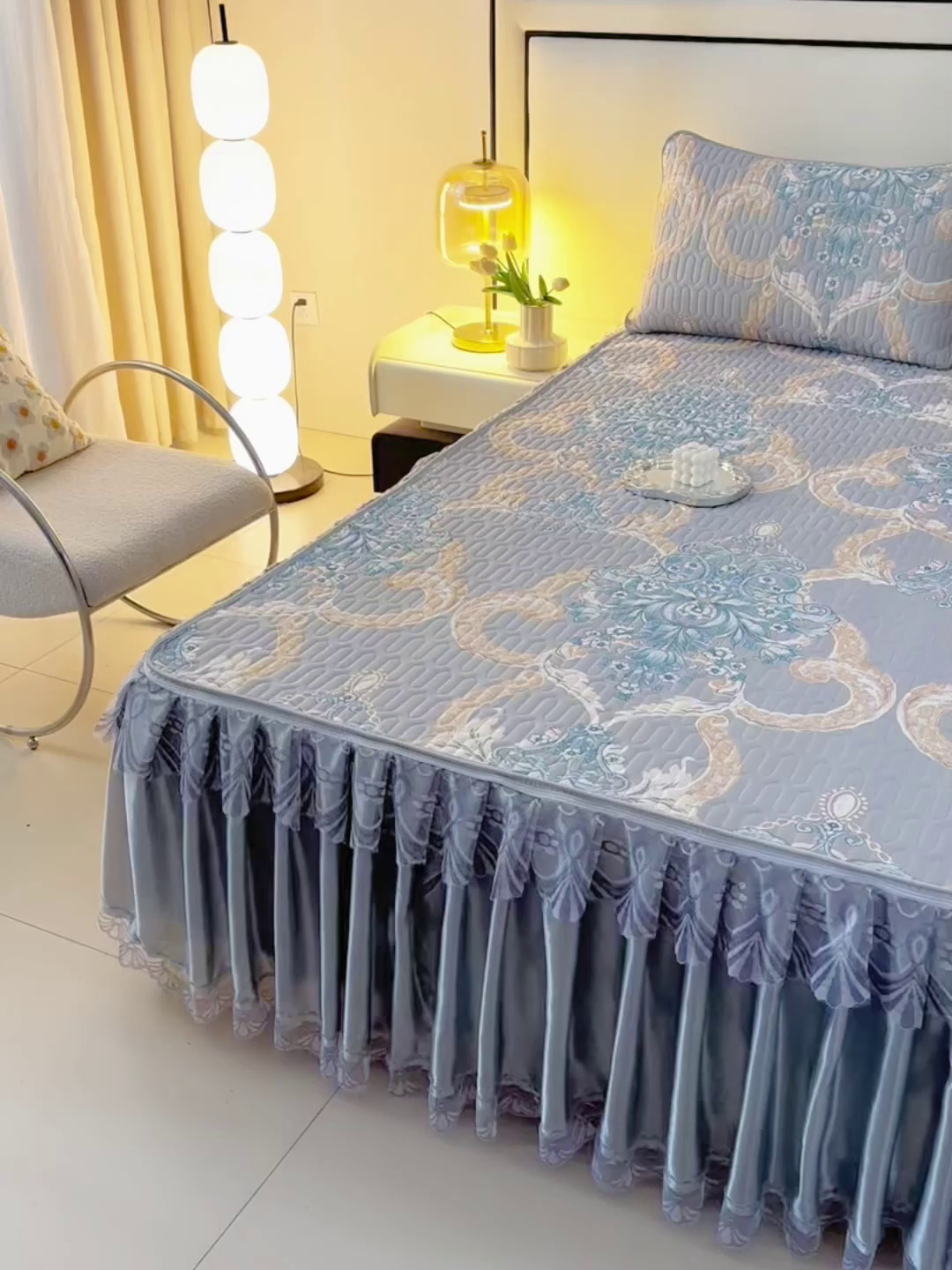 91家纺网 家纺一手货源 找家纺 牵依 2025新款胶质可拆卸床裙凉席席子 克拉恋人