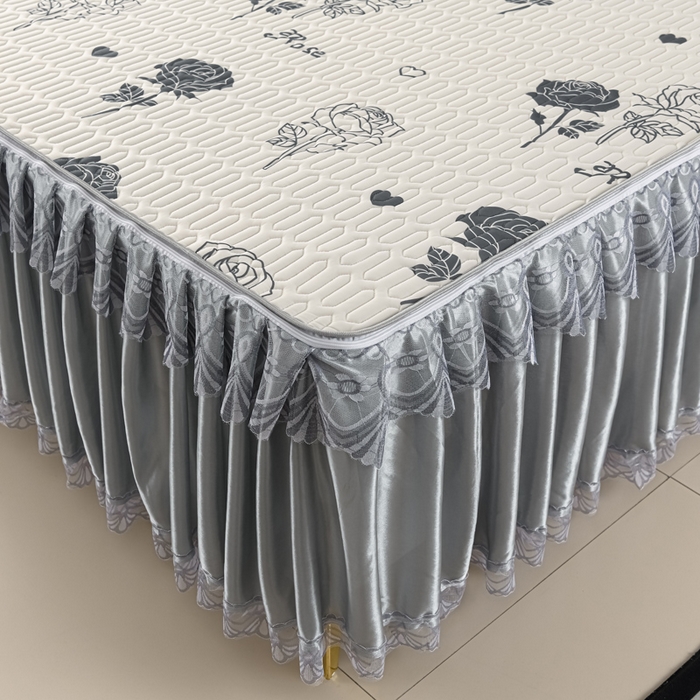 91家纺网 家纺一手货源 找家纺 牵依 2025新款胶质可拆卸床裙凉席席子 玫瑰