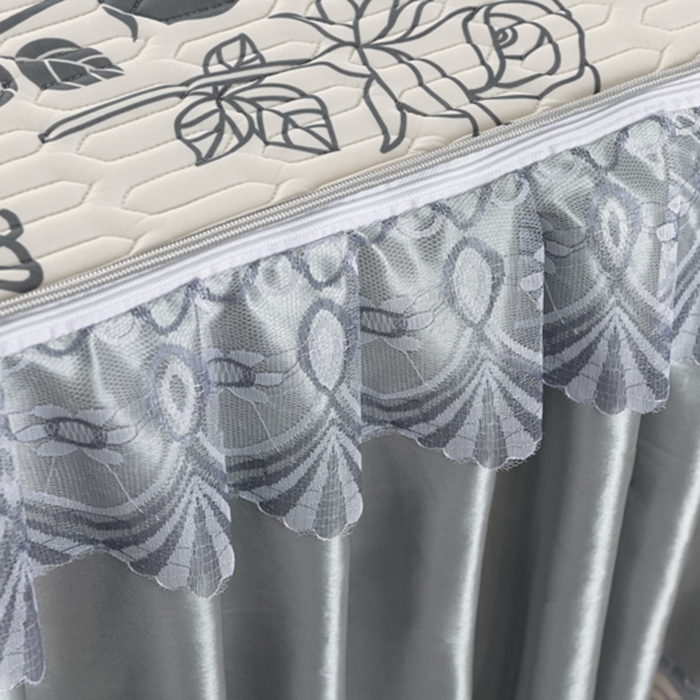 91家纺网 家纺一手货源 找家纺 牵依 2025新款胶质可拆卸床裙凉席席子 玫瑰