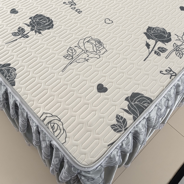 91家纺网 家纺一手货源 找家纺 牵依 2025新款胶质可拆卸床裙凉席席子 玫瑰