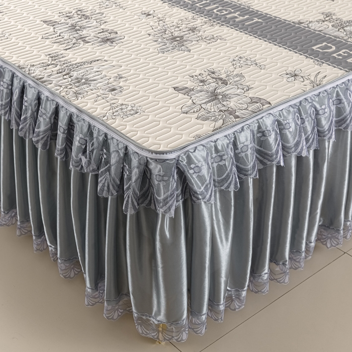 91家纺网 家纺一手货源 找家纺 牵依 2025新款胶质可拆卸床裙凉席席子 米亚花朵