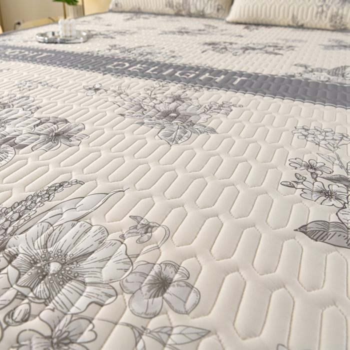 91家纺网 家纺一手货源 找家纺 牵依 2025新款胶质可拆卸床裙凉席席子 米亚花朵