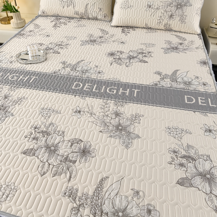 91家纺网 家纺一手货源 找家纺 牵依 2025新款胶质可拆卸床裙凉席席子 米亚花朵