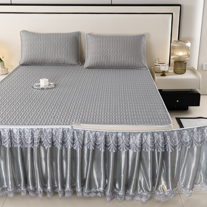 牵依 2025新款胶质可拆卸床裙凉席席子 绅士灰