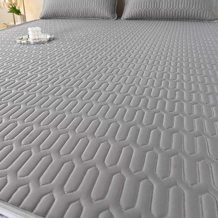 91家纺网 家纺一手货源 找家纺 牵依 2025新款胶质可拆卸床裙凉席席子 绅士灰