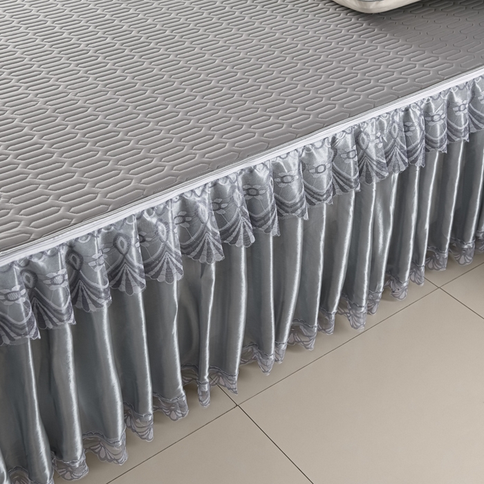 91家纺网 家纺一手货源 找家纺 牵依 2025新款胶质可拆卸床裙凉席席子 绅士灰