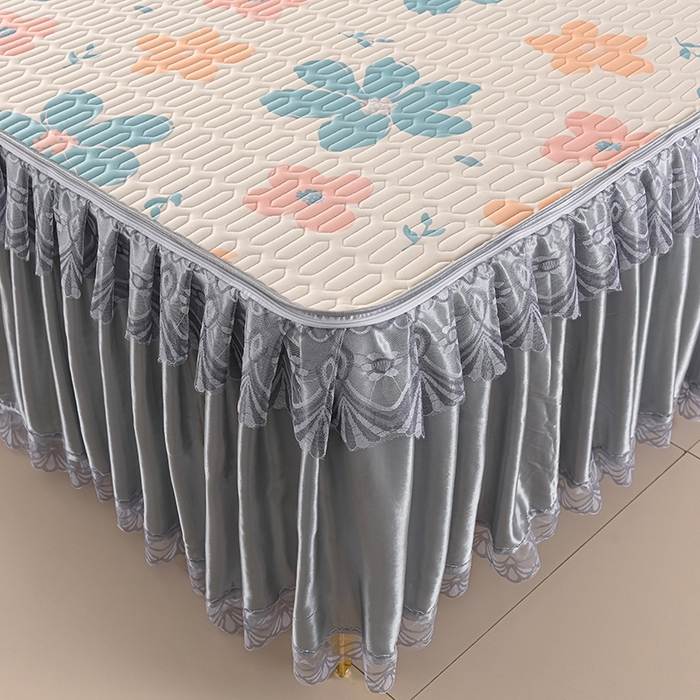 91家纺网 家纺一手货源 找家纺 牵依 2025新款胶质可拆卸床裙凉席席子 夏日如花