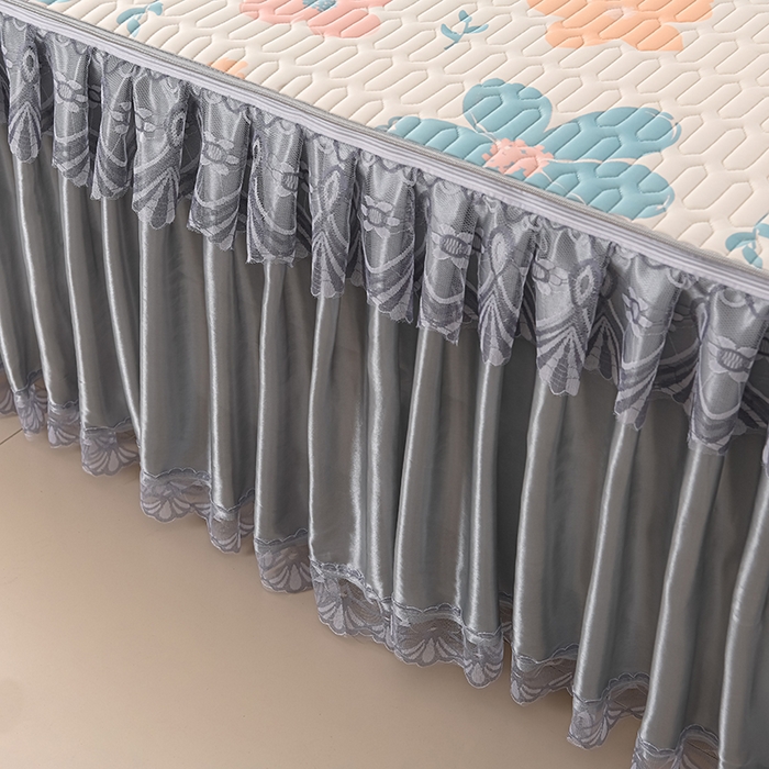 91家纺网 家纺一手货源 找家纺 牵依 2025新款胶质可拆卸床裙凉席席子 夏日如花