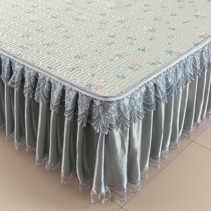 91家纺网 家纺一手货源 找家纺 牵依 2025新款胶质可拆卸床裙凉席席子 小花绿