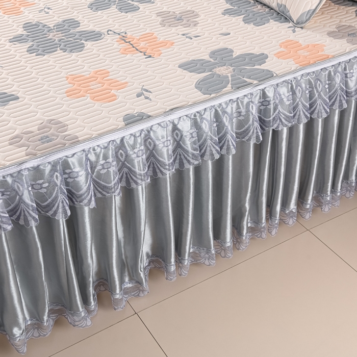 91家纺网 家纺一手货源 找家纺 牵依 2025新款胶质可拆卸床裙凉席席子 幸运花