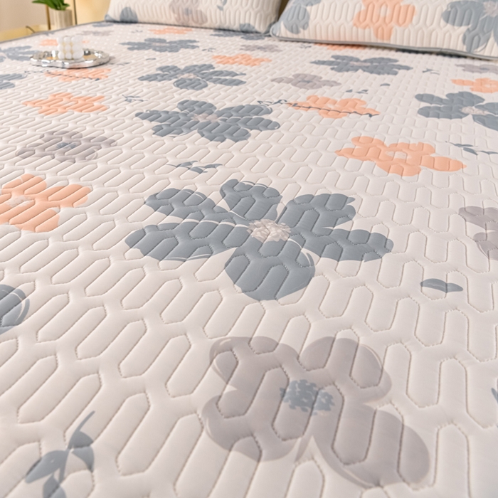 91家纺网 家纺一手货源 找家纺 牵依 2025新款胶质可拆卸床裙凉席席子 幸运花