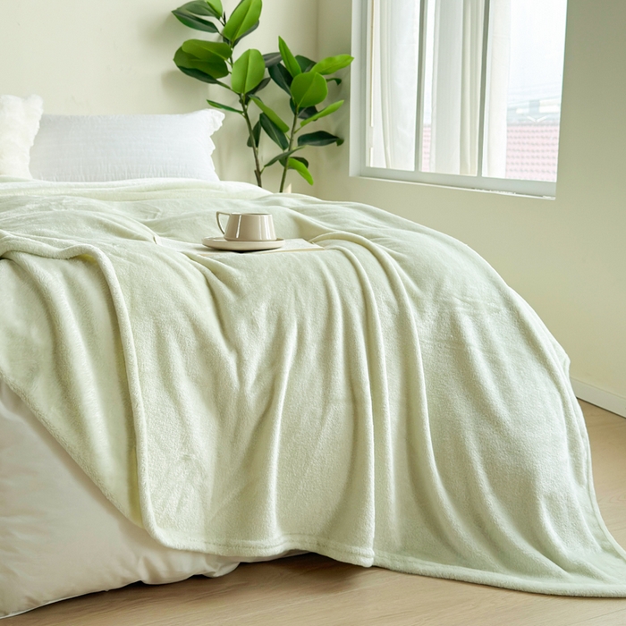 91家纺网 家纺一手货源 找家纺 卡琪曼 2025新款牛奶绒抗菌防螨毛毯毯子系列 森林绿