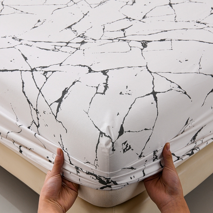 91家纺网 家纺一手货源 找家纺 推推家纺 2025新款防水印花单品床笠  抽象派