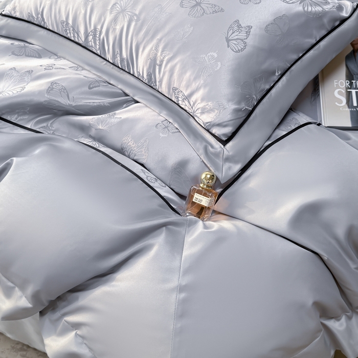 91家纺网 家纺一手货源 找家纺 狂想家 2025春夏新款亮丝提花系列四件套 洛莉高级灰