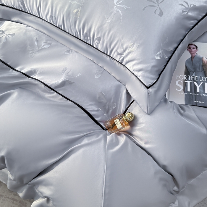 91家纺网 家纺一手货源 找家纺 狂想家 2025春夏新款亮丝提花系列四件套 伊莎高级灰