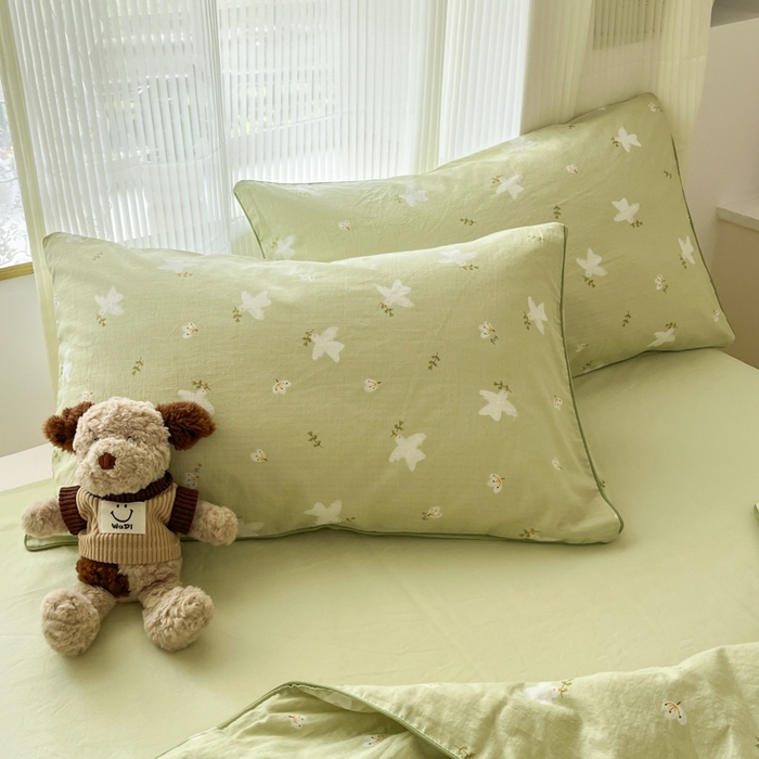 91家纺网 家纺一手货源 找家纺 慕尚家纺 2025新款全棉纯棉双层纱夏被夏凉被空调被四件套 蝶雅绿