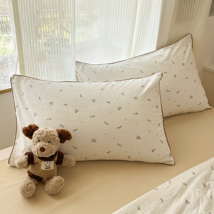 91家纺网 家纺一手货源 找家纺 慕尚家纺 2025新款全棉纯棉双层纱夏被夏凉被空调被四件套 花坊米白